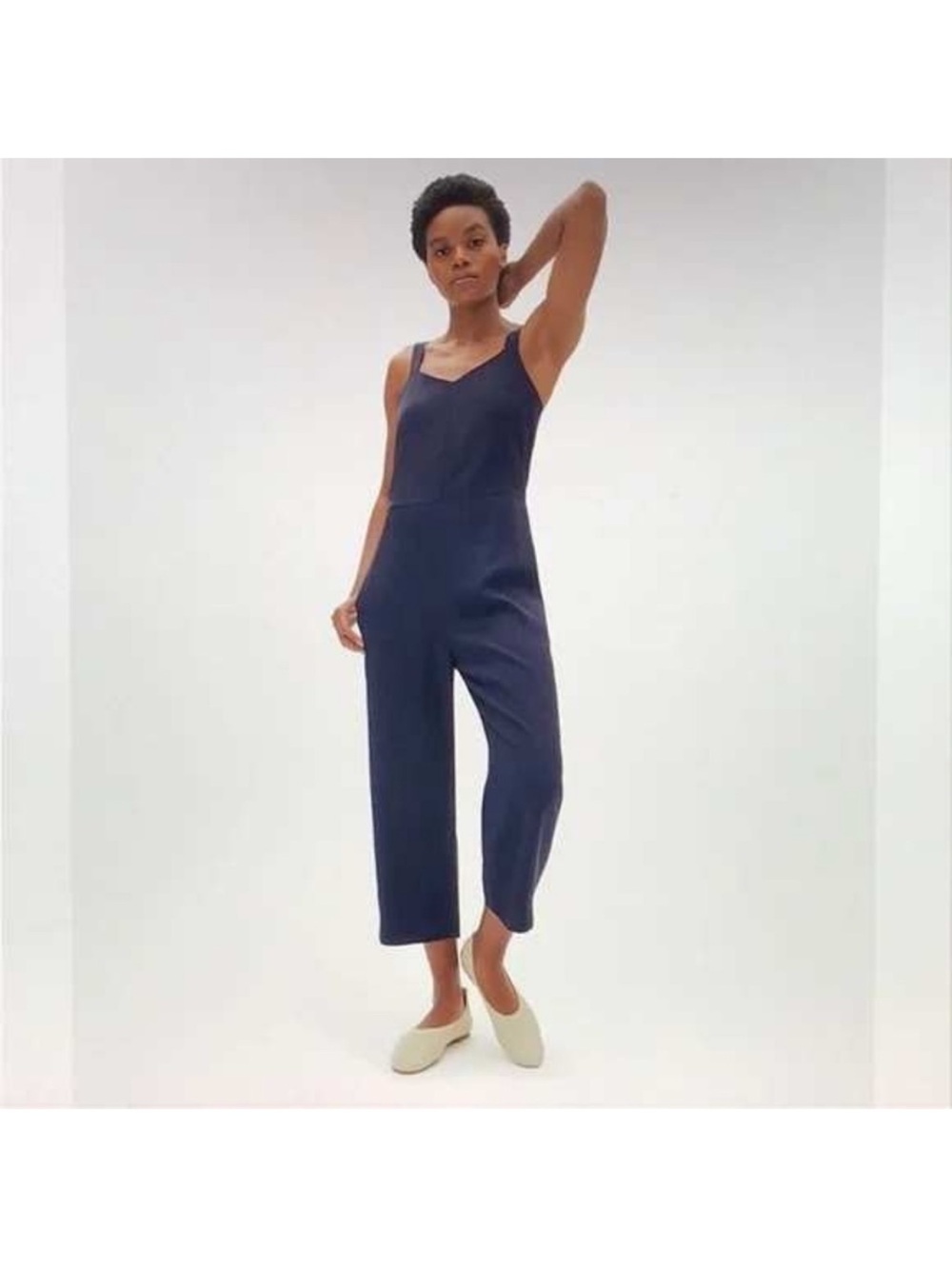 Everlane Navy Square-Neck Wide-Leg Jumpsuit